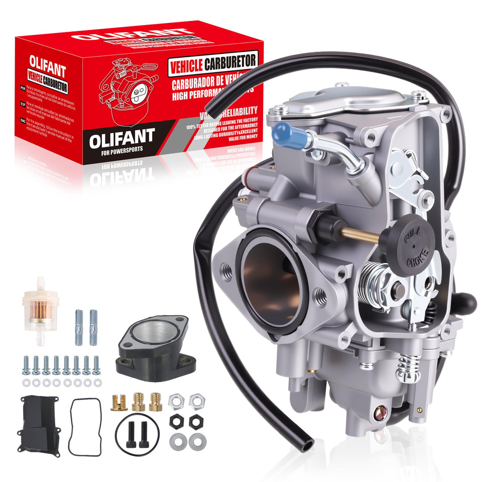 OLIFANT carburetor front view showing mounting flanges and clean finish for easy replacement
