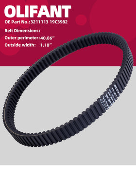 OLIFANT belt label showing OE 3211113 and 19C3982 confirming compatibility