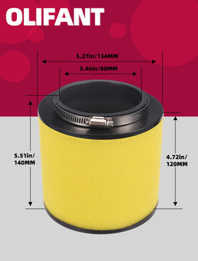 OLIFANT filter beside ruler illustrating size and accurate OEM dimensions