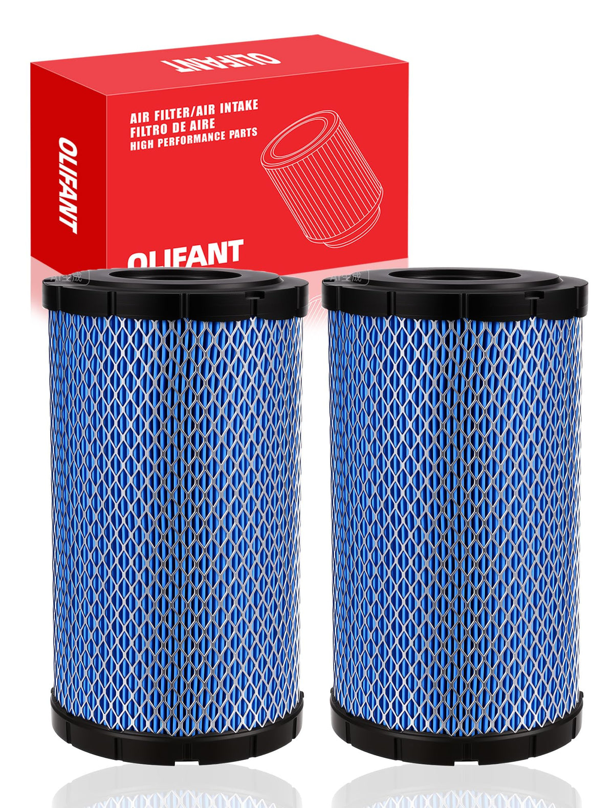 OLIFANT front view of replacement air filters showing fit and benefit