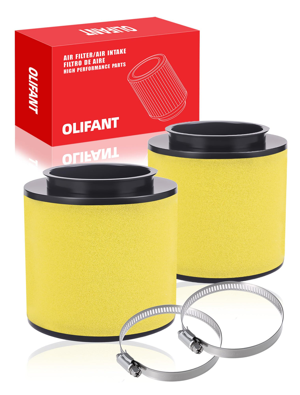 OLIFANT front view of filter pair showing fit and brand for easy replacement