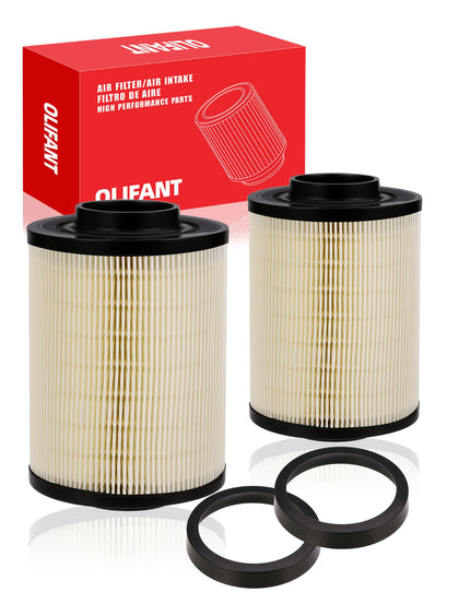 OLIFANT front view of the two replacement air filters showing fit and shape benefits