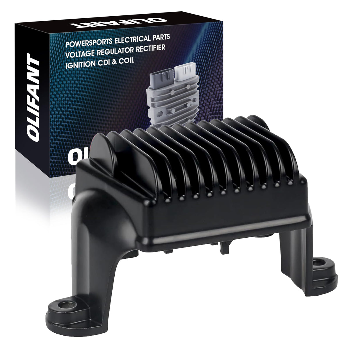 OLIFANT front view of regulator rectifier showing clean fit and reliable replacement benefit