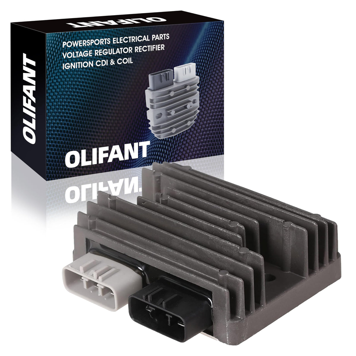 OLIFANT front view regulator rectifier showing clean finish and easy fit
