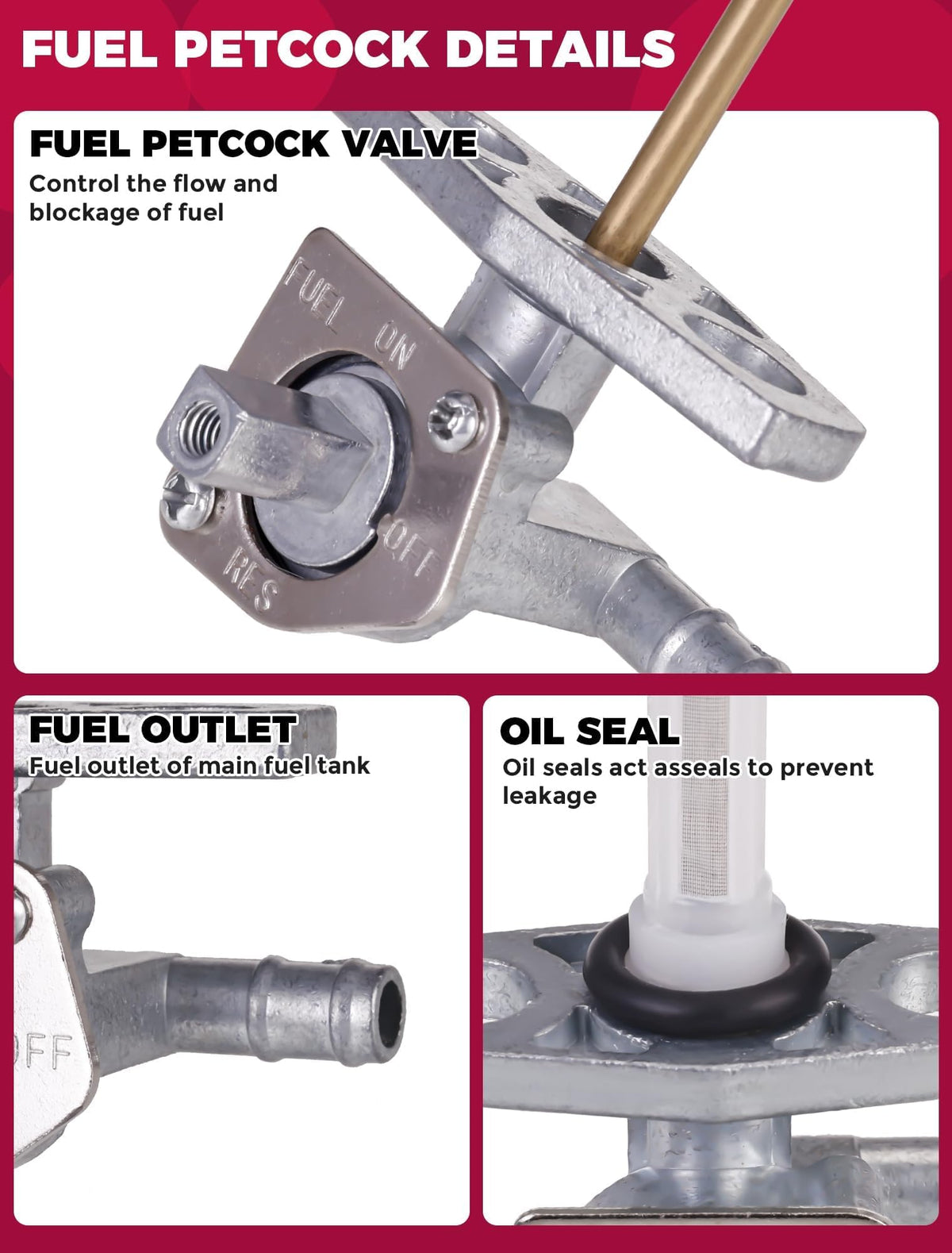 OLIFANT fuel valve beside ruler for scale showing compact design and correct dimensions