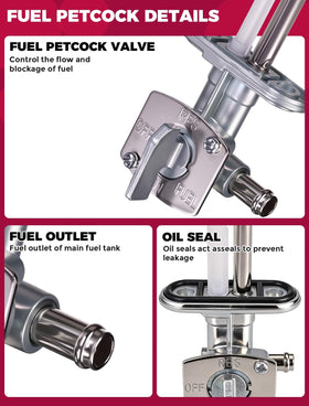 OLIFANT fuel hose and clamps next to ruler showing correct sizing benefit