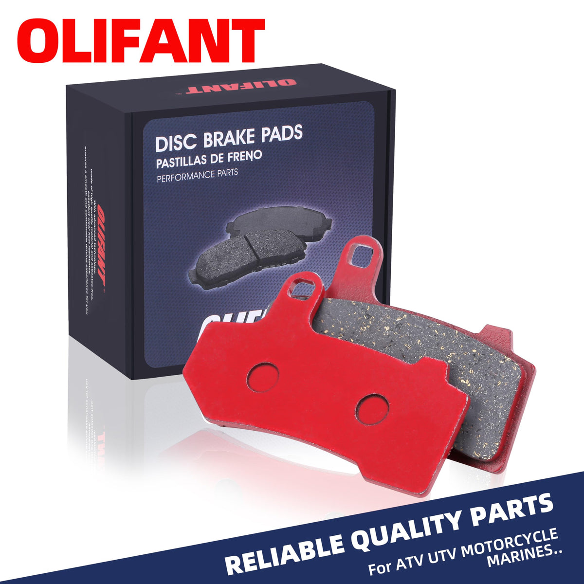 OLIFANT pads mounted on rear caliper of Road Glide illustrating consistent braking performance
