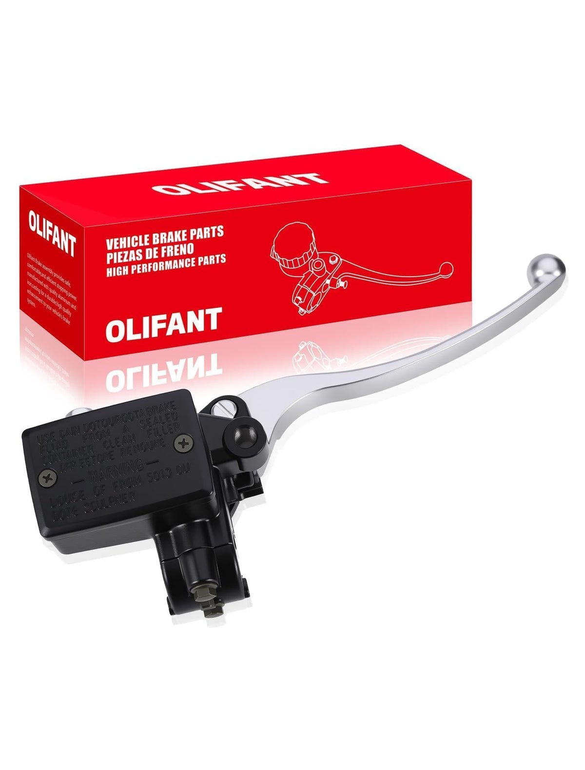 OLIFANT front-angle view showing complete master cylinder assembly and durable finish