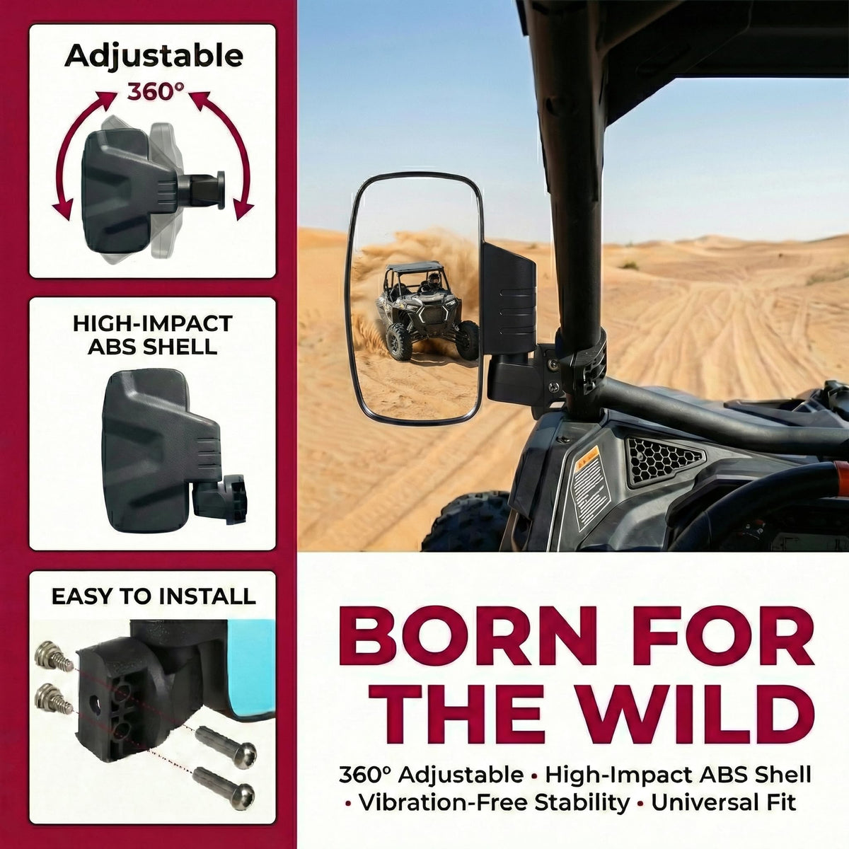 OLIFANT mirror mounted driver side showing improved rear visibility benefit