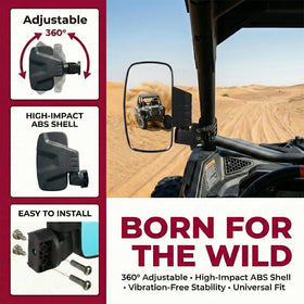 OLIFANT mirror mounted driver side showing improved rear visibility benefit