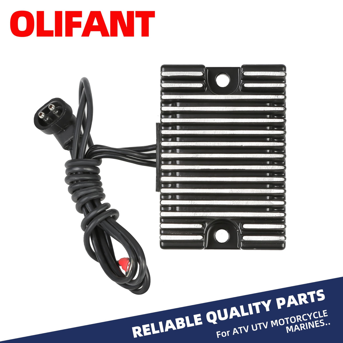 OLIFANT regulator rectifier installed on Harley frame demonstrating direct-fit benefit