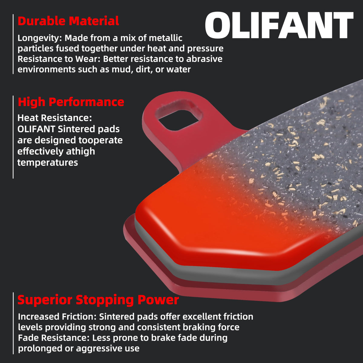 OLIFANT pads installed on Harley caliper demonstrating proper fitment