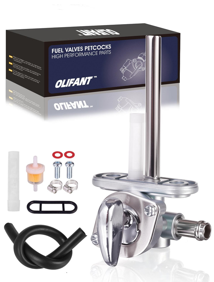 OLIFANT petcock valve front assembly showing mounting points and clean fit