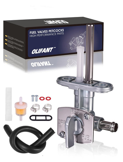 OLIFANT petcock front view showing mounting and clean fit benefit