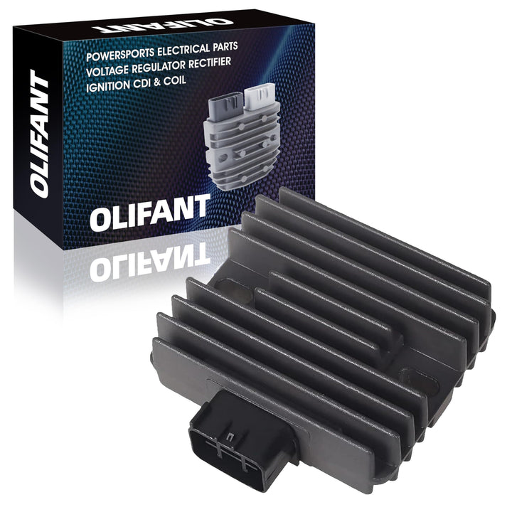 OLIFANT regulator rectifier front view showing mounting points and fitment benefit