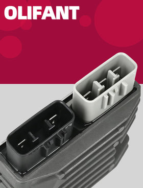 OLIFANT regulator next to ruler to show compact size and easy fitment