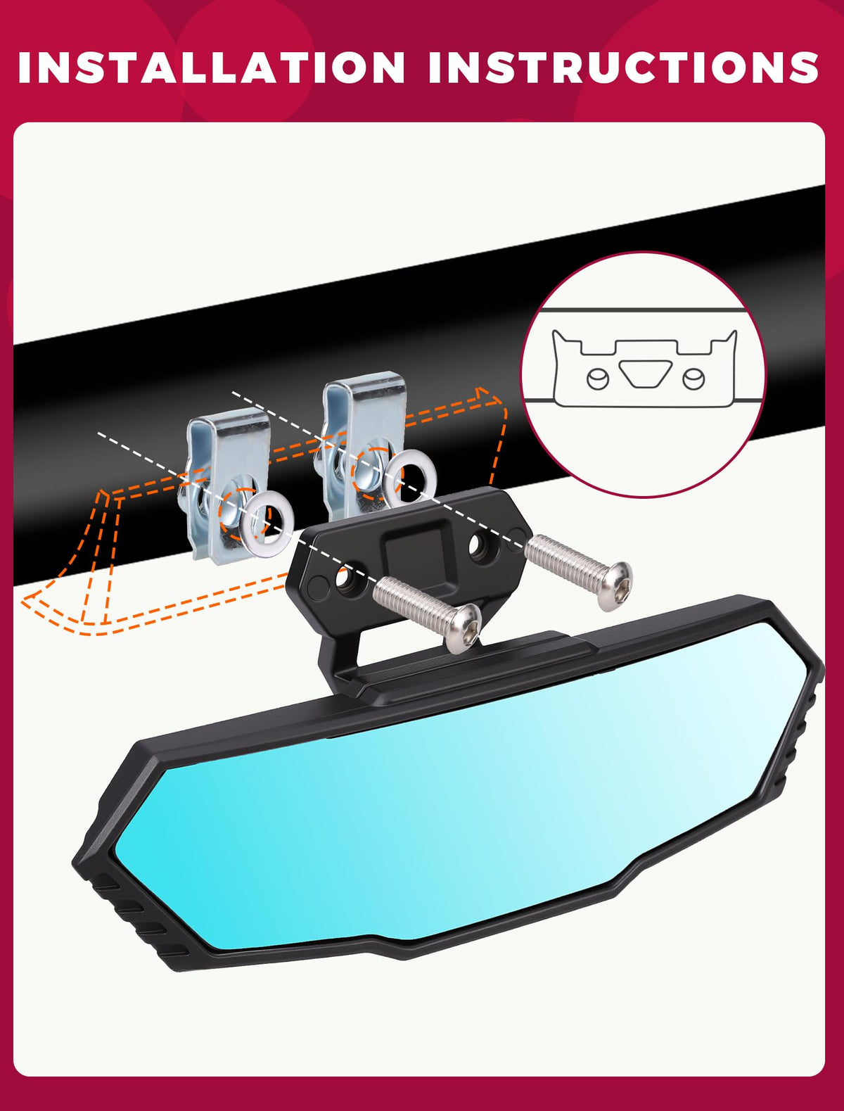 OLIFANT mirror held in hand for size scale demonstrating compact, rugged design