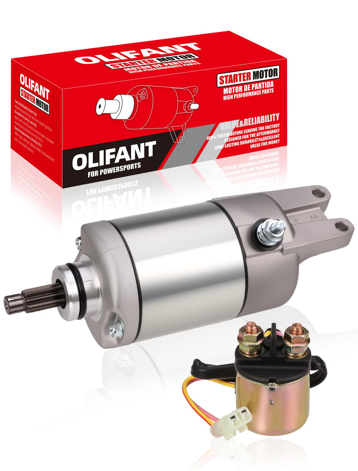 OLIFANT starter front view showing terminals and reliable connectivity