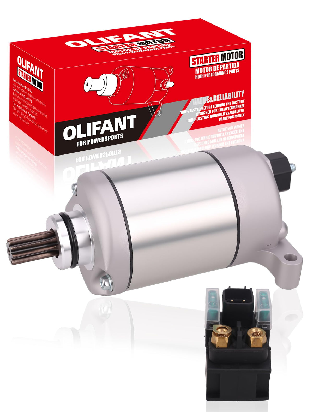 OLIFANT starter front view showing housing and reliable fitment