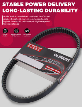 OLIFANT starter generator belt close-up highlighting narrow width and correct fit for charging drive