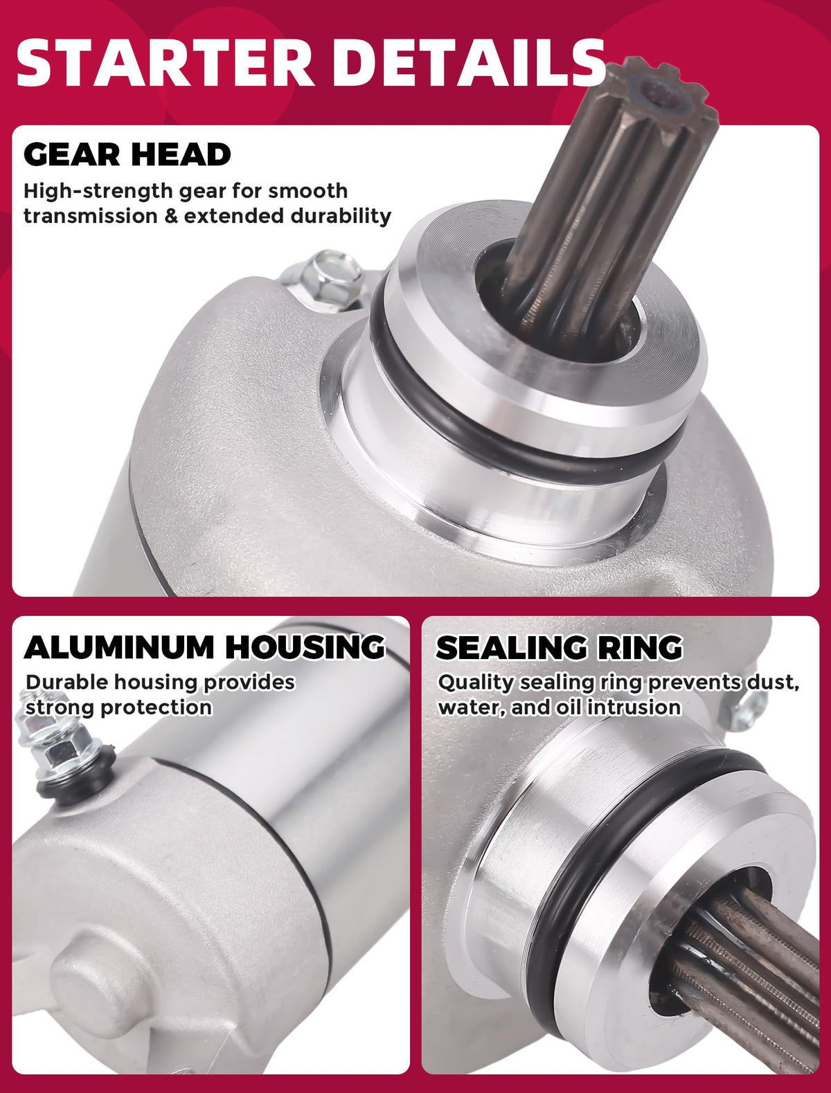 OLIFANT starter top view of mounting holes to match Yamaha YFZ450 bolt layout precisely