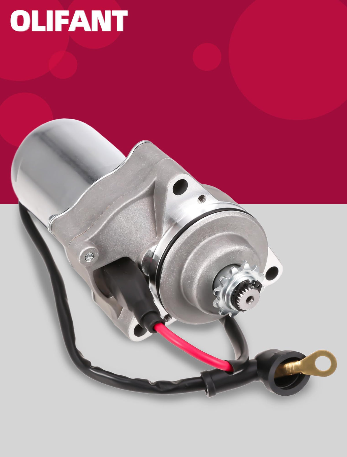 OLIFANT starter beside ruler showing compact, serviceable size