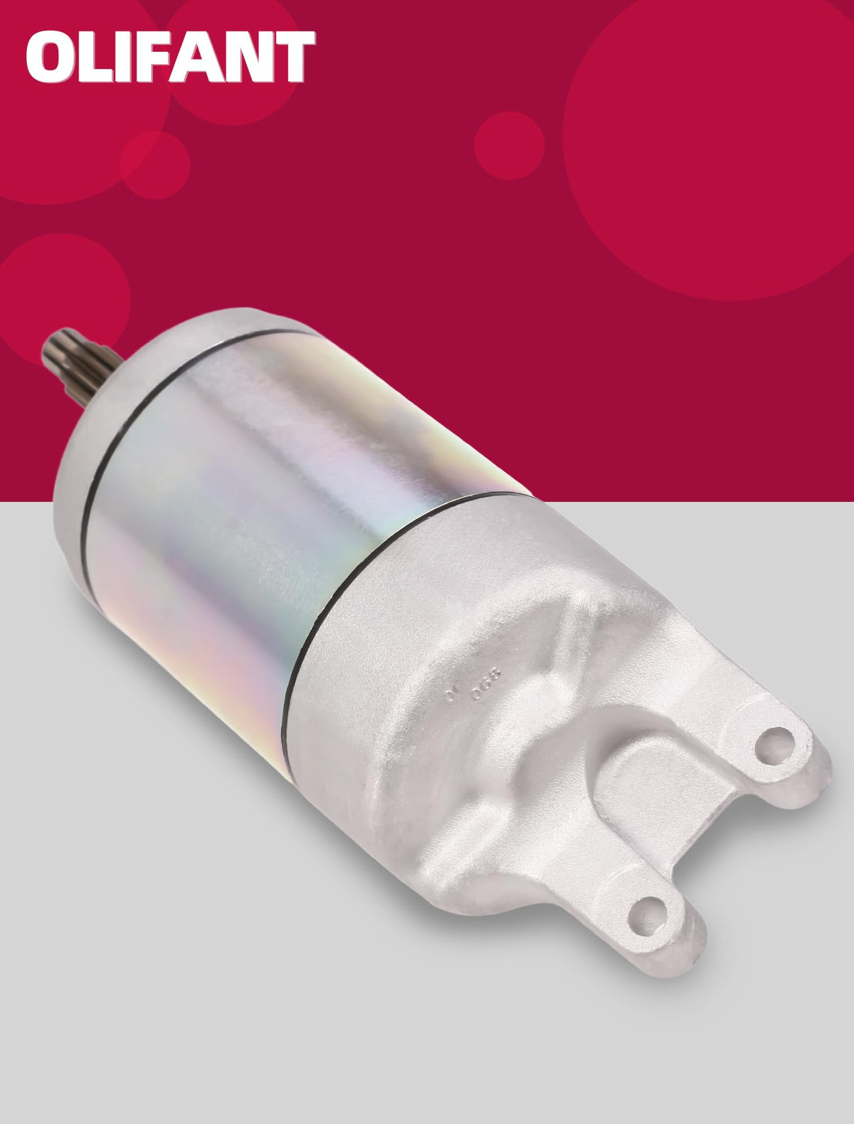 OLIFANT starter next to ruler showing compact size for correct fitment confirmation