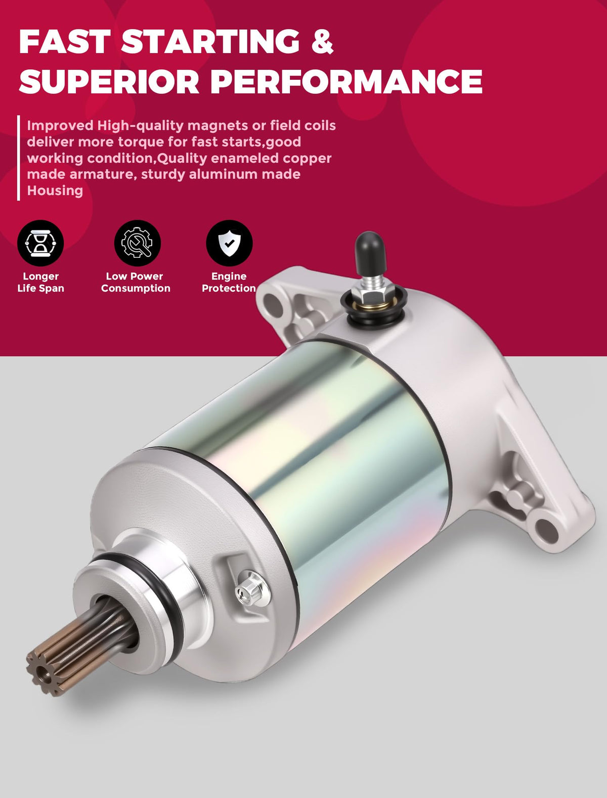 OLIFANT starter 10-tooth spline detail showing precise engagement benefit