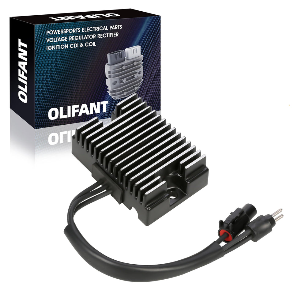 OLIFANT regulator front view showing fins and compact design for better cooling