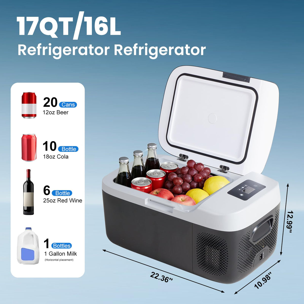 OLIXIS next to water bottle showing scale and 16L capacity benefit