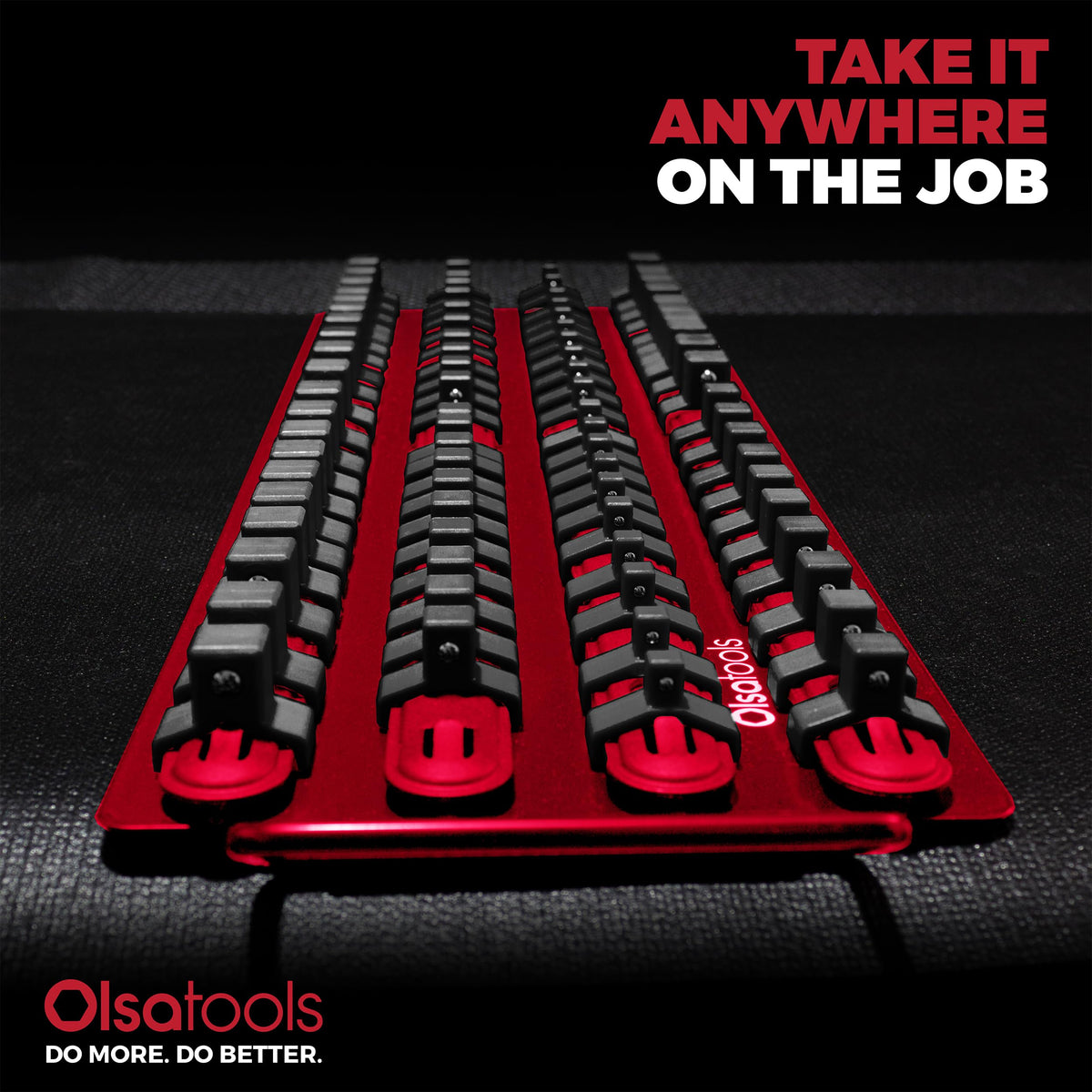 Olsa Tools holding a deep socket to show compatibility with deep and impact sockets