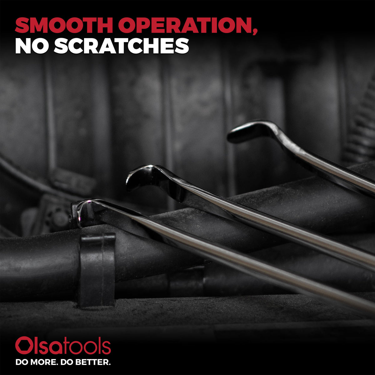 Olsa Tools ergonomic handle detail offering improved grip and reduced hand fatigue benefit