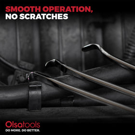Olsa Tools ergonomic handle detail offering improved grip and reduced hand fatigue benefit