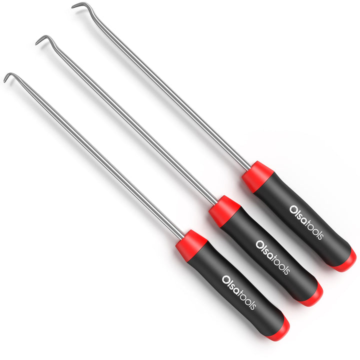 Olsa Tools front packaging displaying three-piece non-marring pick set, professional benefit