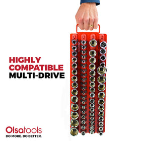 Olsa Tools portable handle makes the rail easy to carry between jobsites