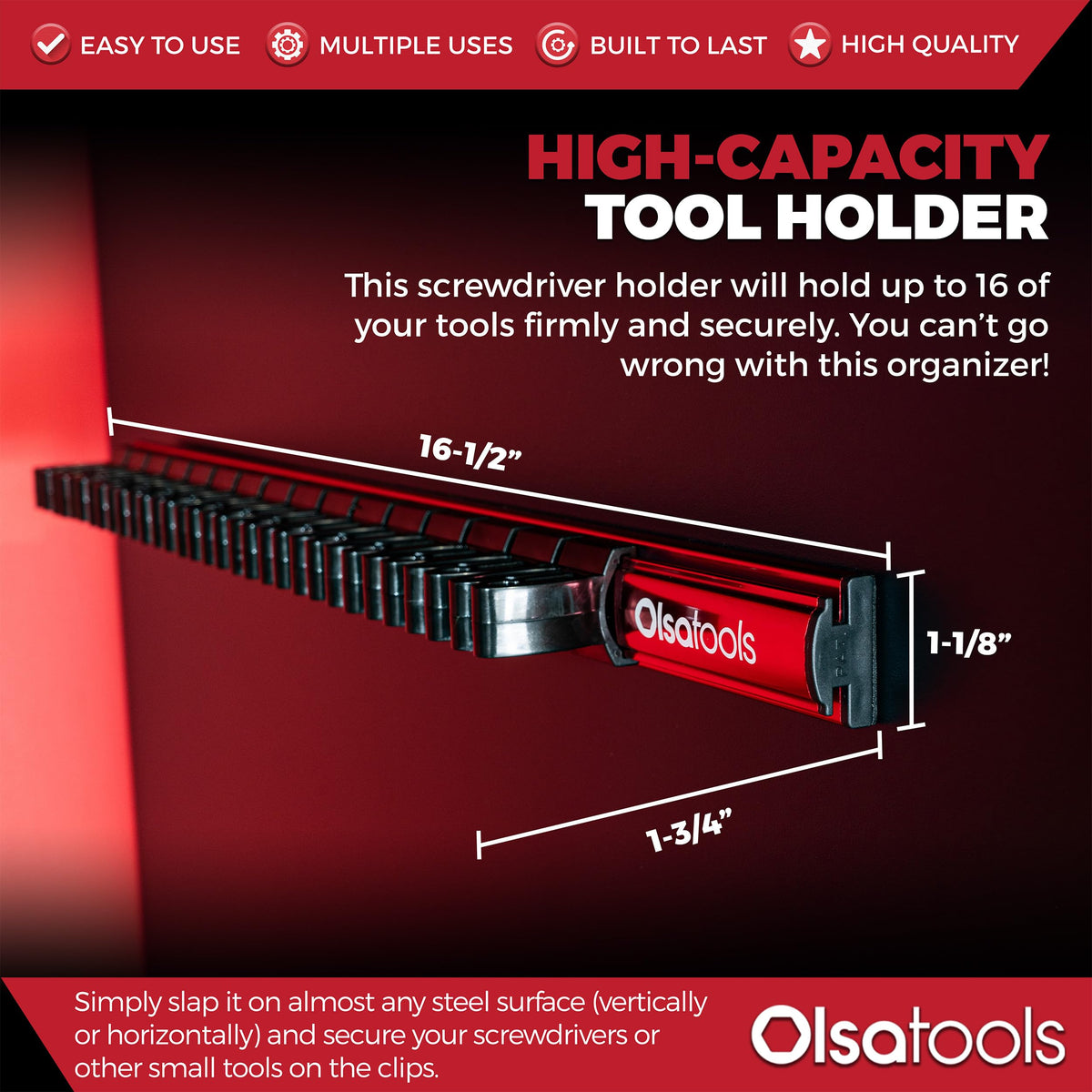 Olsa Tools inside drawer organizing screwdrivers to prevent rolling and clutter