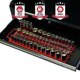 Olsa Tools rail on a workbench in use illustrating organization and workflow efficiency
