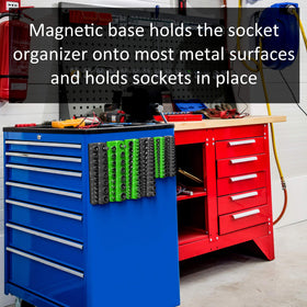 Olsa Tools next to ruler showing capacity, clarifies how many sockets fit