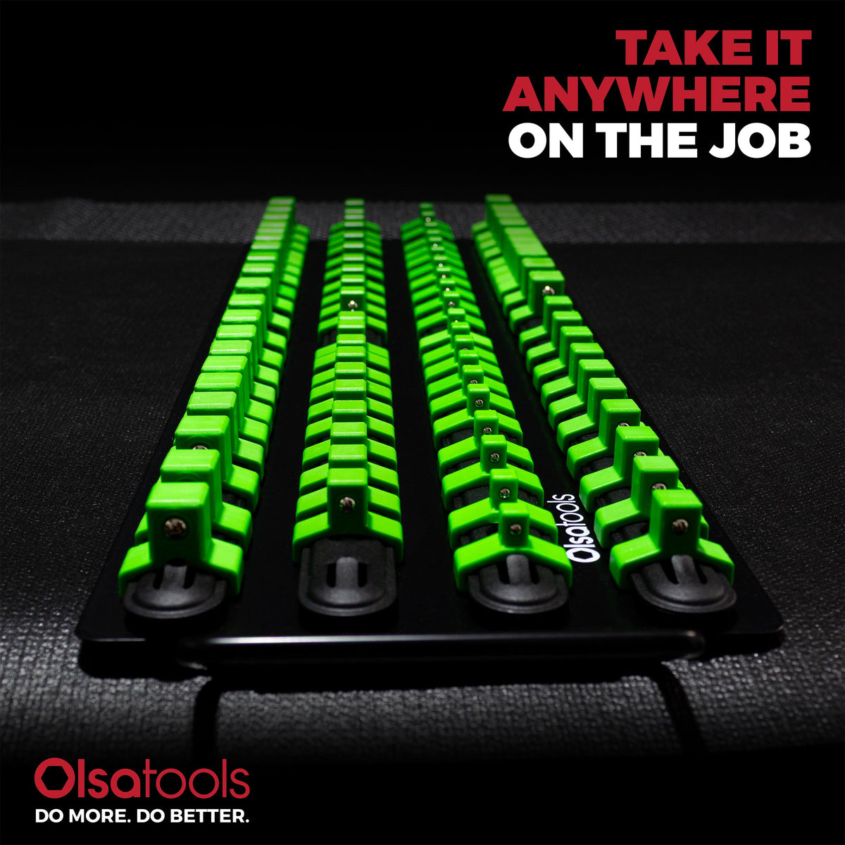 Olsa Tools arranged sockets showing compatibility with deep, shallow, and impact sockets