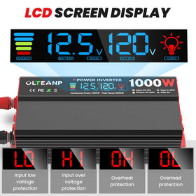 OLTEANP LCD display showing input and output voltages for quick monitoring