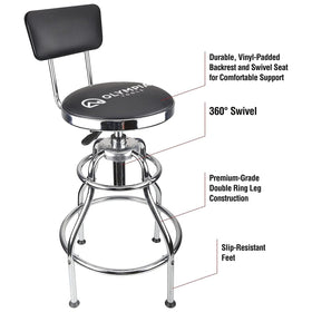 Olympia Tools backrest detail illustrating comfort and lumbar support