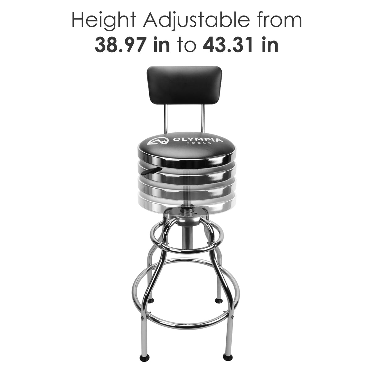 Olympia Tools chrome frame side view demonstrating rust-resistant finish