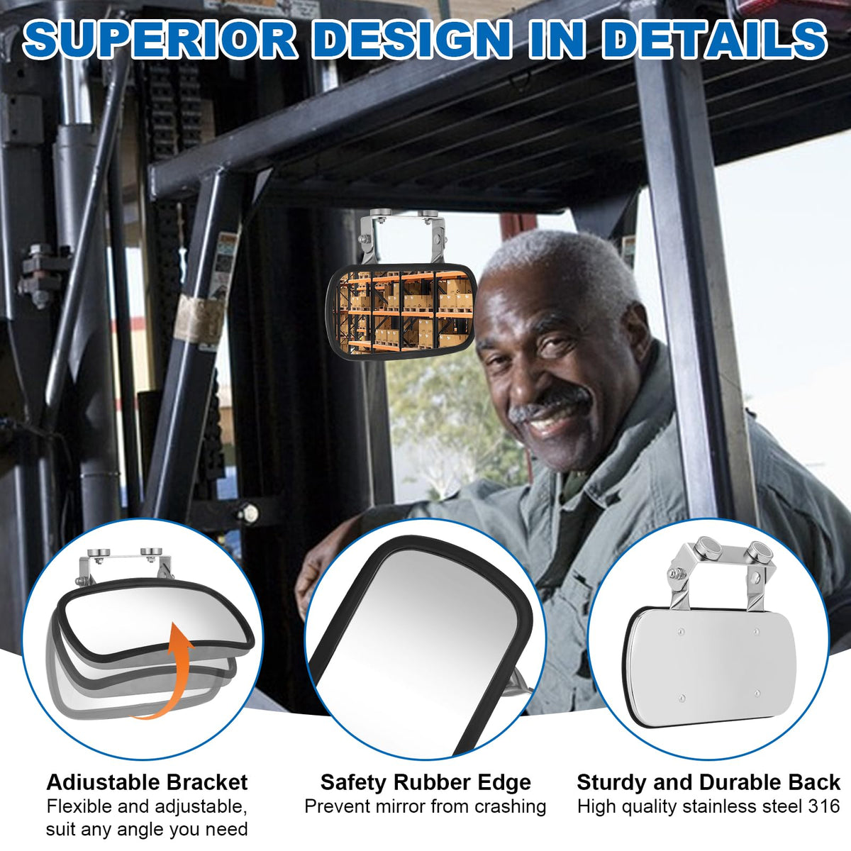 Omgro convex mirror surface reflecting rear area for expanded visibility