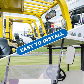 Omgro mirror mounted on tractor demonstrating improved operator sightlines
