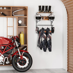OMISRUIS helmet on rack in garage ready for quick access