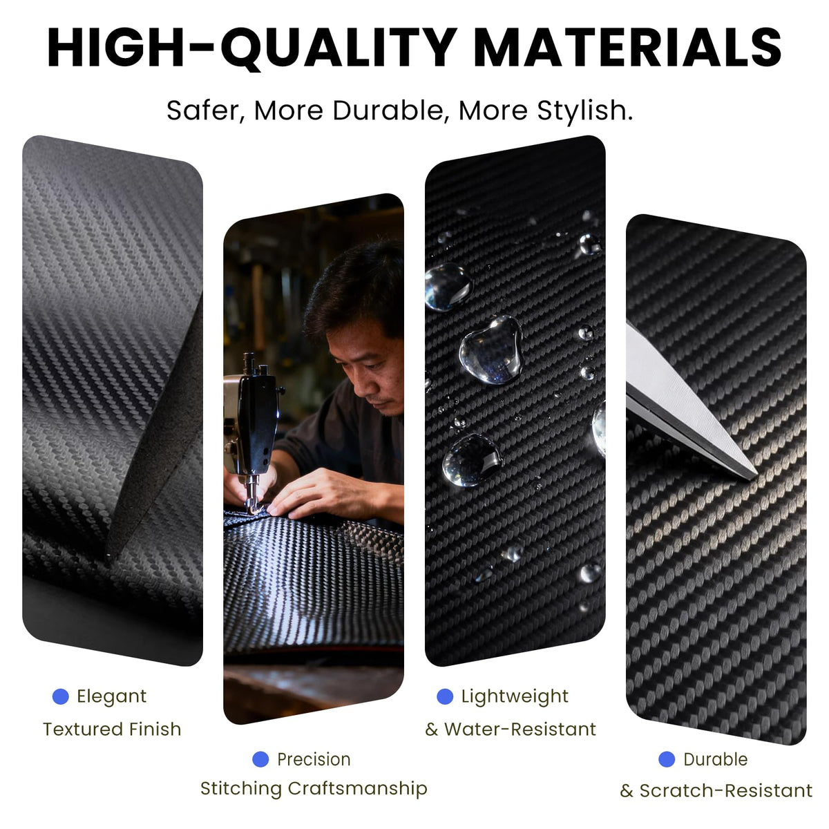 OMKHE fabric repelling water drops illustrating water-resistant protection