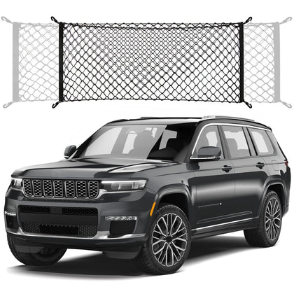 Omocyra front view of envelope cargo net showing fit and quick install benefit