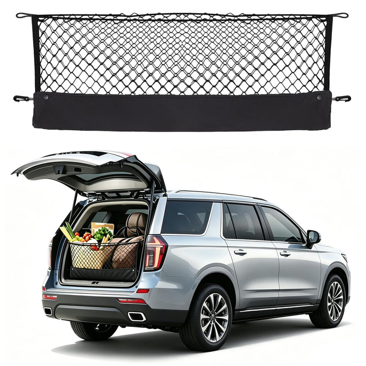 Omocyra front view showing cargo net packaging and model fit benefit