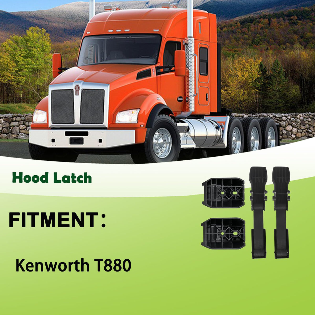 omoZone mounted on Kenworth T880 demonstrating secure hood engagement and peace of mind