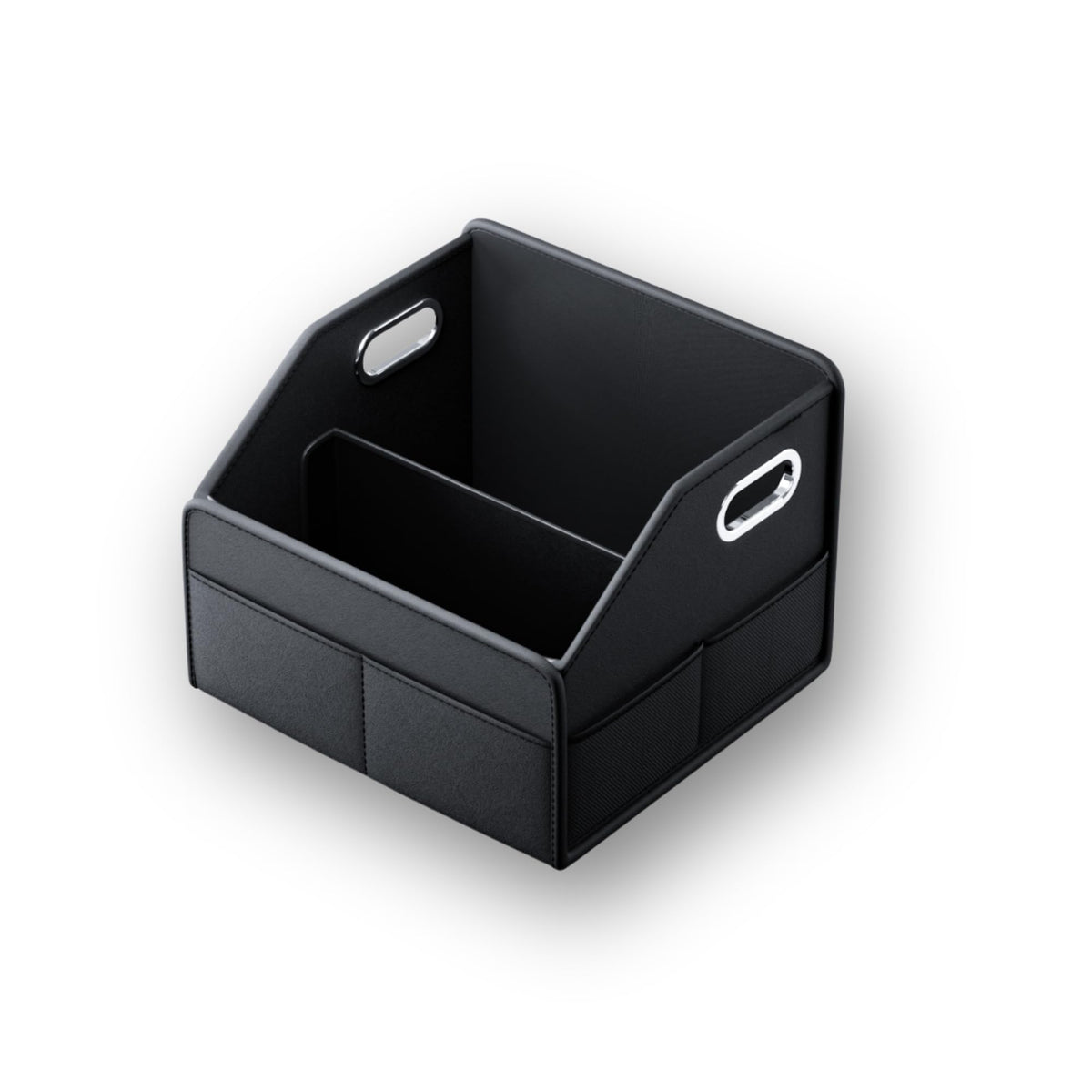 Ompellus front view of organizer showing pockets and sleek design for neat storage
